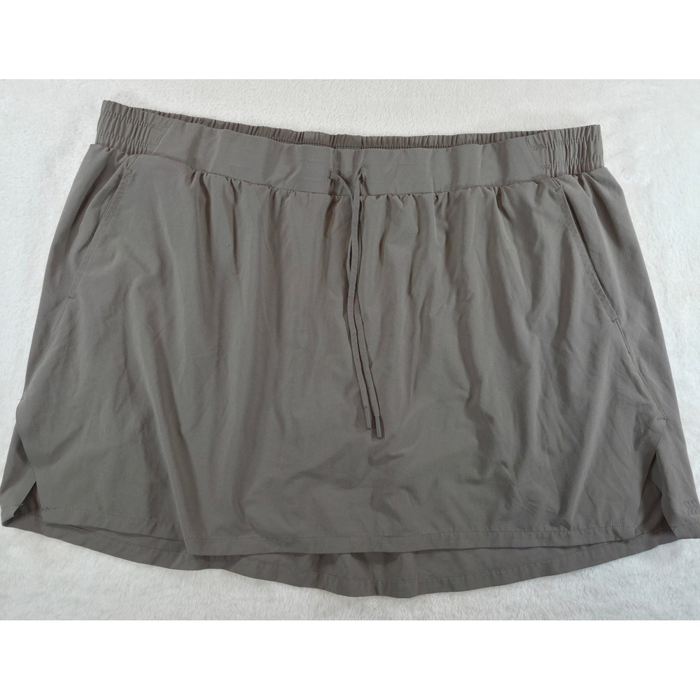 All in Motion Women Stretch Woven Skort 2X Taupe Recycled Polyester Spandex